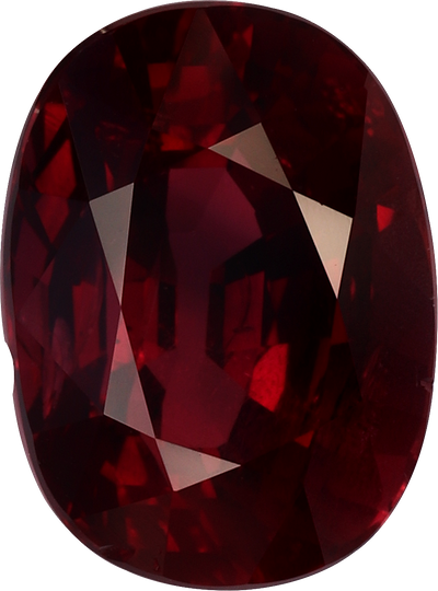 Oval cut mozambique ruby, 9.48 by 6.97 mm, shown at actual size