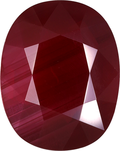 Oval cut mozambique ruby, 13.41 by 10.62 mm, shown at actual size