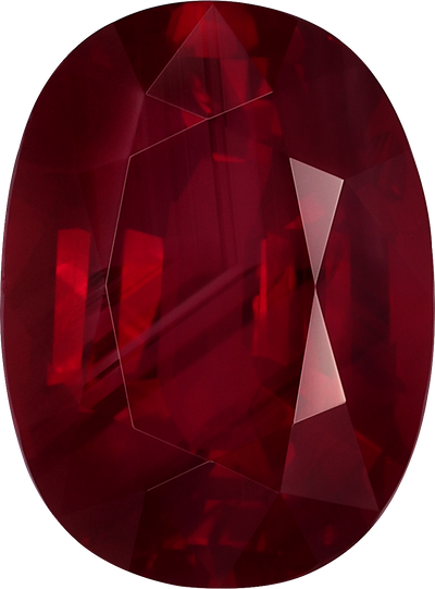 Oval cut mozambique ruby, 12.18 by 9.1 mm, shown at actual size
