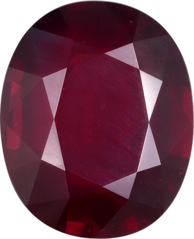 Oval cut mozambique ruby, 13.1 by 10.77 mm, shown at actual size