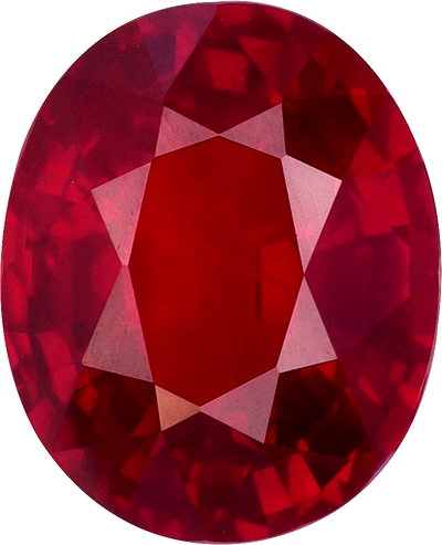 Oval cut mozambique ruby, 9.22 by 7.54 mm, shown at actual size