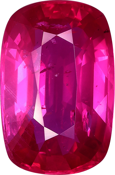 Cushion cut mozambique ruby, 13.09 by 9.88 mm, shown at actual size
