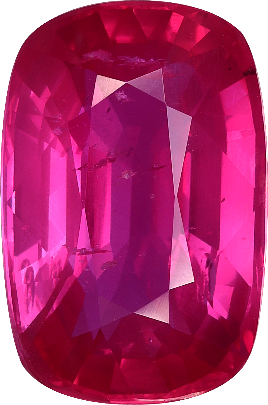 Cushion cut mozambique ruby, 13.08 by 9.92 mm, shown at actual size