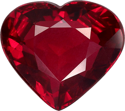 Heart cut mozambique ruby, 8.54 by 9.6 mm, shown at actual size