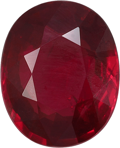 Oval cut mozambique ruby, 9.48 by 7.7 mm, shown at actual size