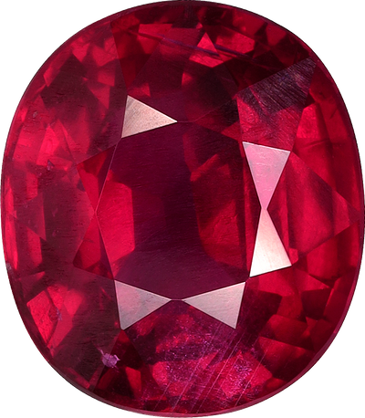 Oval cut mozambique ruby, 8.92 by 7.78 mm, shown at actual size