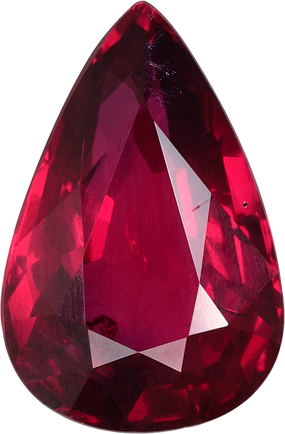 Pear cut mozambique ruby, 11.05 by 7.25 mm, shown at actual size