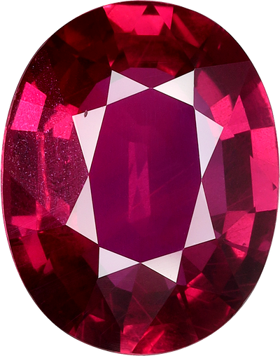 Oval cut mozambique ruby, 10.23 by 8.07 mm, shown at actual size