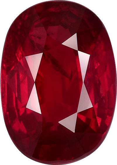 Oval cut mozambique ruby, 9.92 by 6.95 mm, shown at actual size