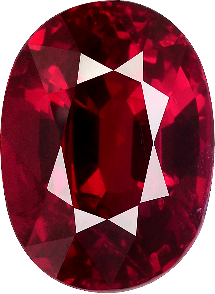 Oval cut mozambique ruby, 9.32 by 6.84 mm, shown at actual size