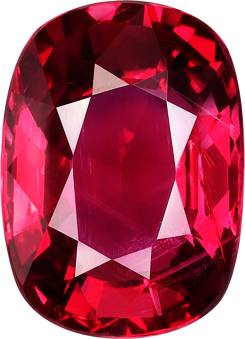 Cushion cut mozambique ruby, 11 by 7.92 mm, shown at actual size