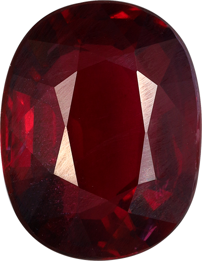 Oval cut mozambique ruby, 11.76 by 9.24 mm, shown at actual size