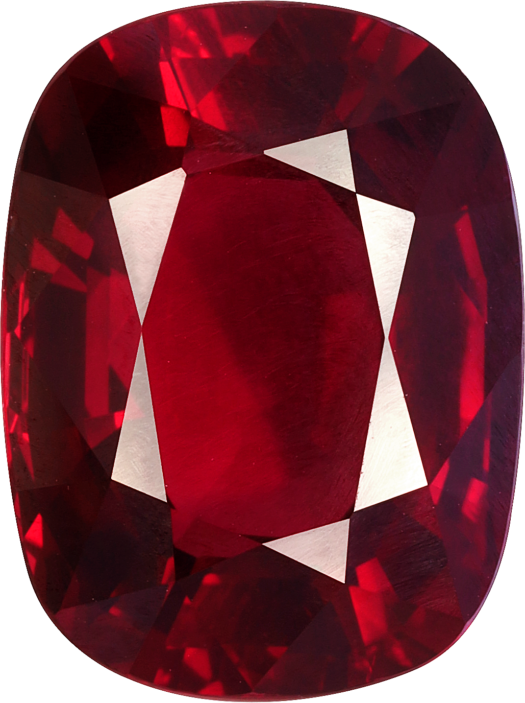 Cushion cut mozambique ruby, 12.42 by 9.34 mm, shown at actual size