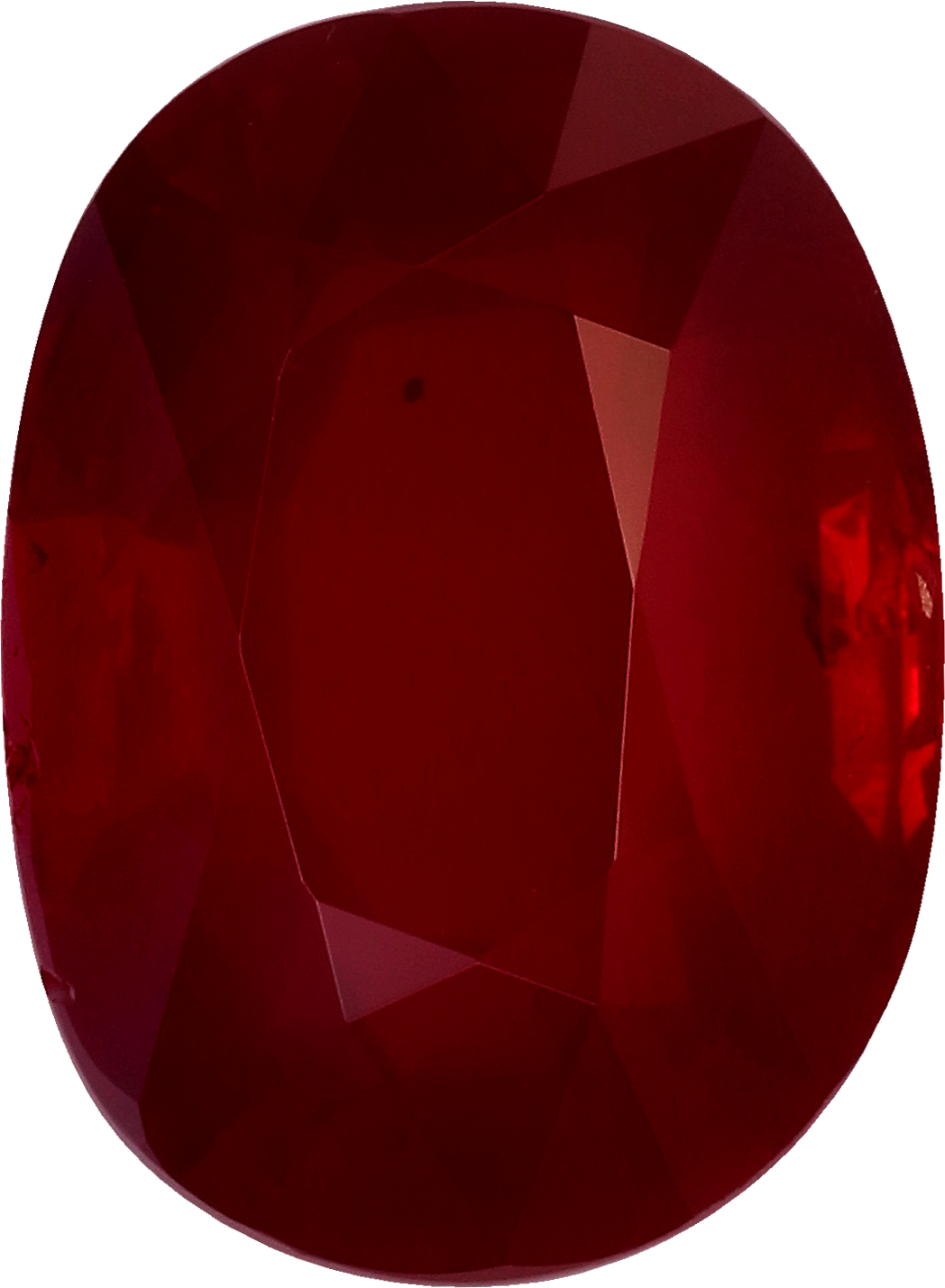 Oval cut mozambique ruby, 9.26 by 6.85 mm, shown at actual size