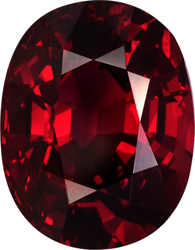 Oval cut mozambique ruby, 10.79 by 8.45 mm, shown at actual size