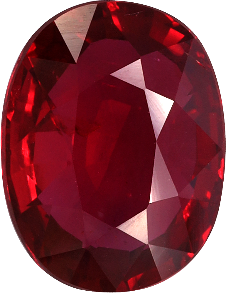 Oval cut mozambique ruby, 9.76 by 7.51 mm, shown at actual size