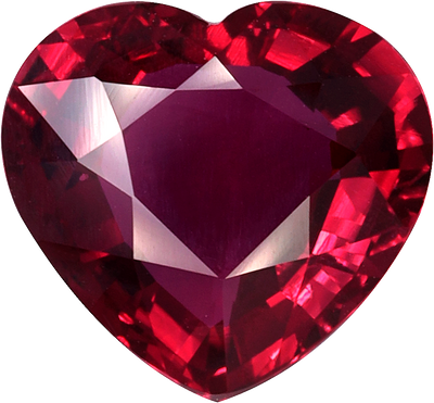 Heart cut mozambique ruby, 9.55 by 8.81 mm, shown at actual size