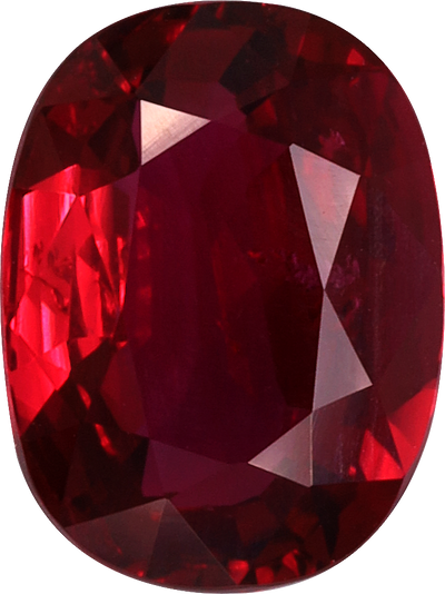 Oval cut mozambique ruby, 9.86 by 7.42 mm, shown at actual size