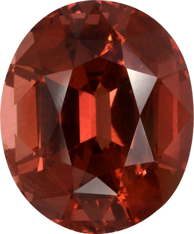 Oval cut malaya garnet, 12.41 by 10.31 mm, shown at actual size