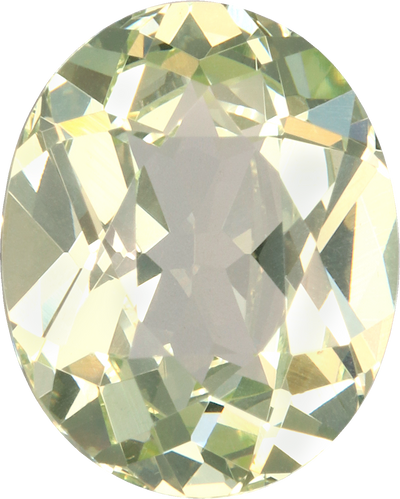 Oval cut grossular garnet, 10.09 by 8.13 mm, shown at actual size