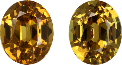 Oval cut grossular garnet, 9.85 by 8.29 mm, shown at actual size