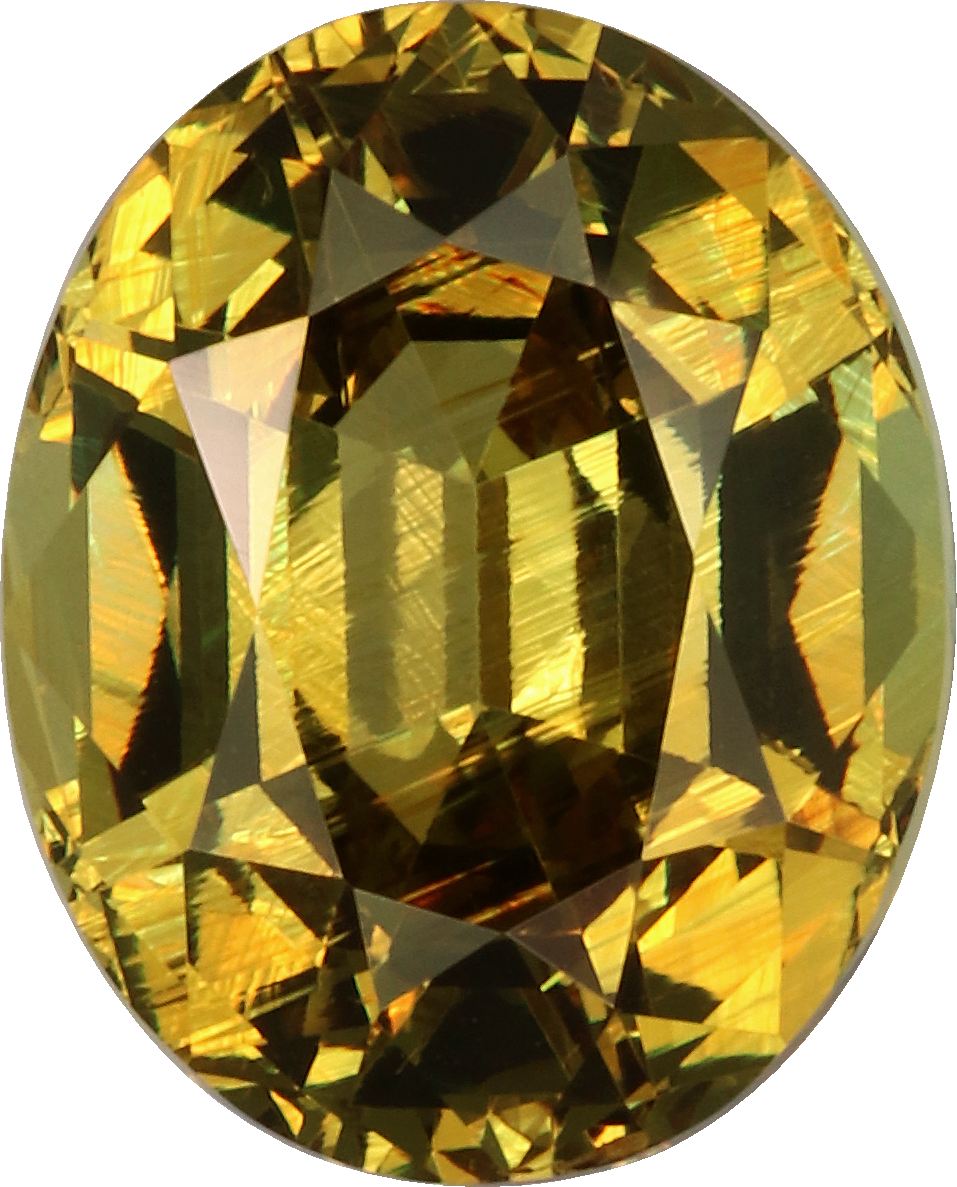 Oval cut grossular garnet, 8.74 by 7.11 mm, shown at actual size