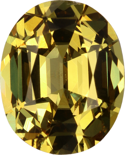 Oval cut grossular garnet, 11.04 by 8.89 mm, shown at actual size