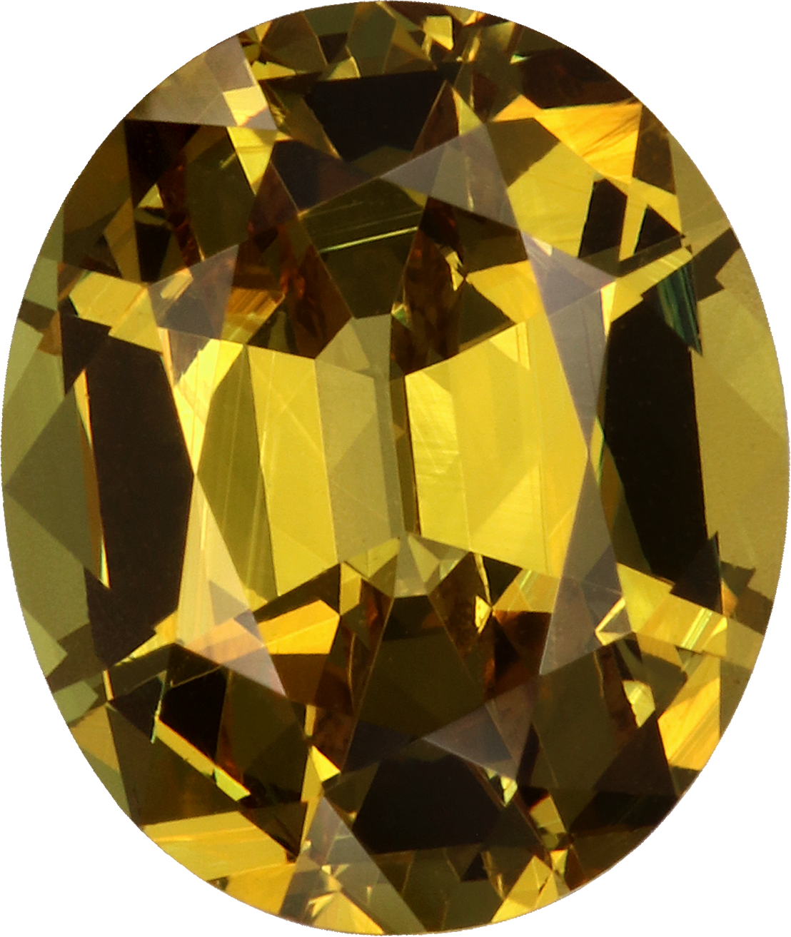 Oval cut grossular garnet, 9.35 by 7.85 mm, shown at actual size