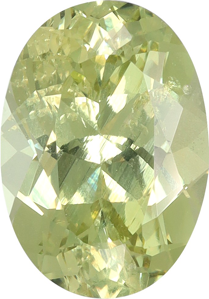 Oval cut grossular garnet, 9.13 by 6.42 mm, shown at actual size