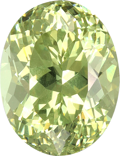 Oval cut grossular garnet, 8.06 by 6.23 mm, shown at actual size