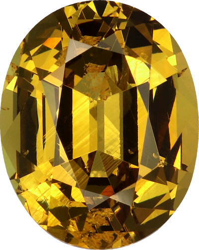 Oval cut grossular garnet, 10.1 by 8.06 mm, shown at actual size