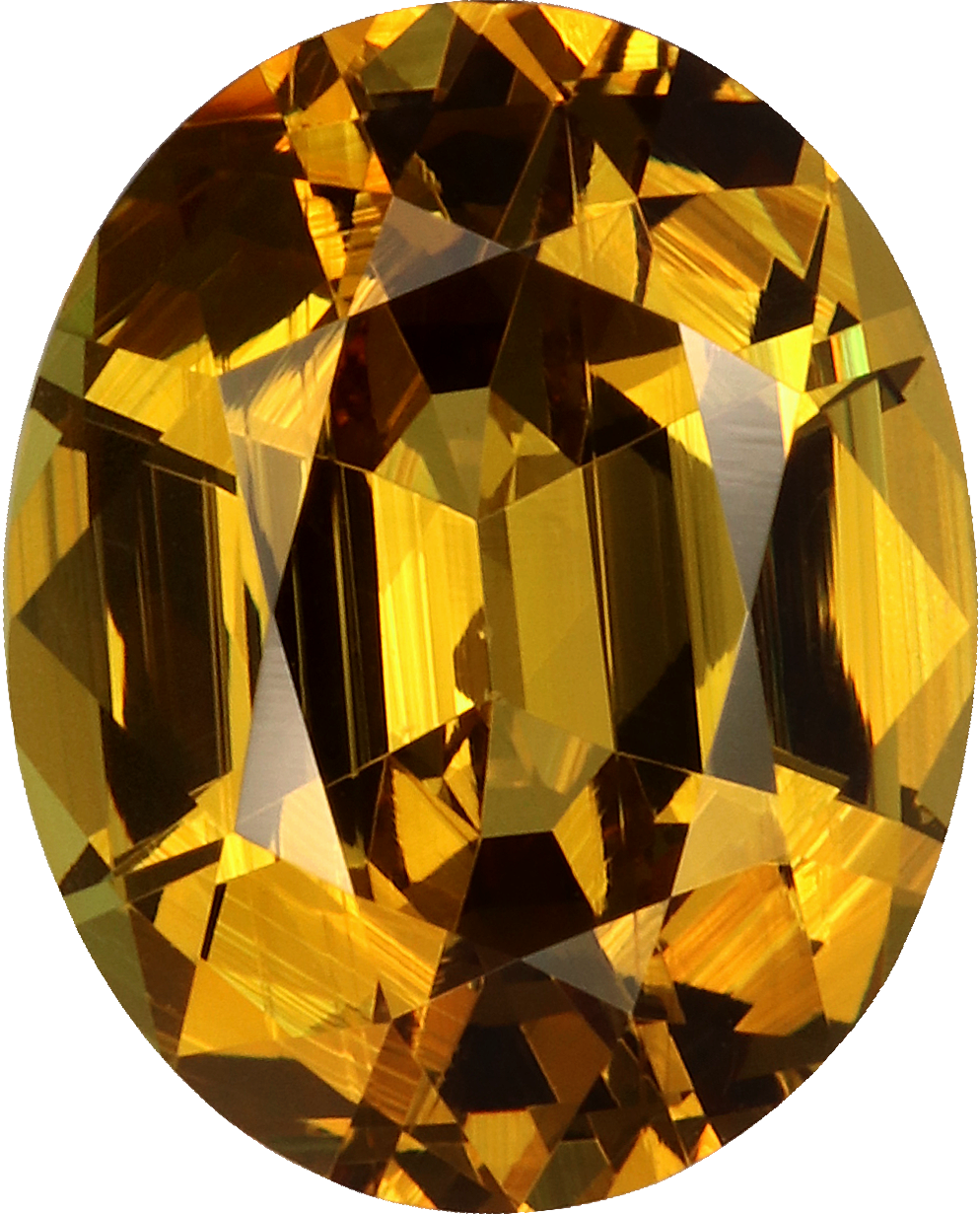 Oval cut grossular garnet, 10.24 by 8.26 mm, shown at actual size