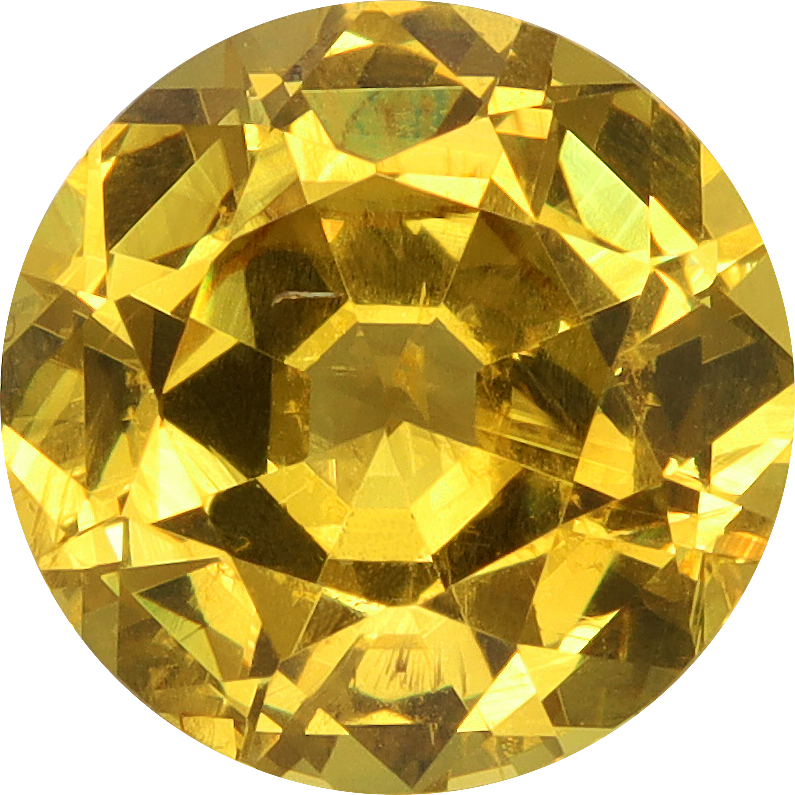 Round cut grossular garnet, 7.54 by 7.54 mm, shown at actual size