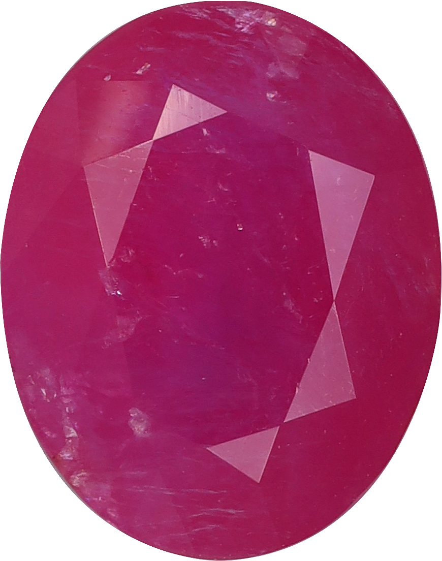 Oval cut mozambique ruby, 9.57 by 7.66 mm, shown at actual size