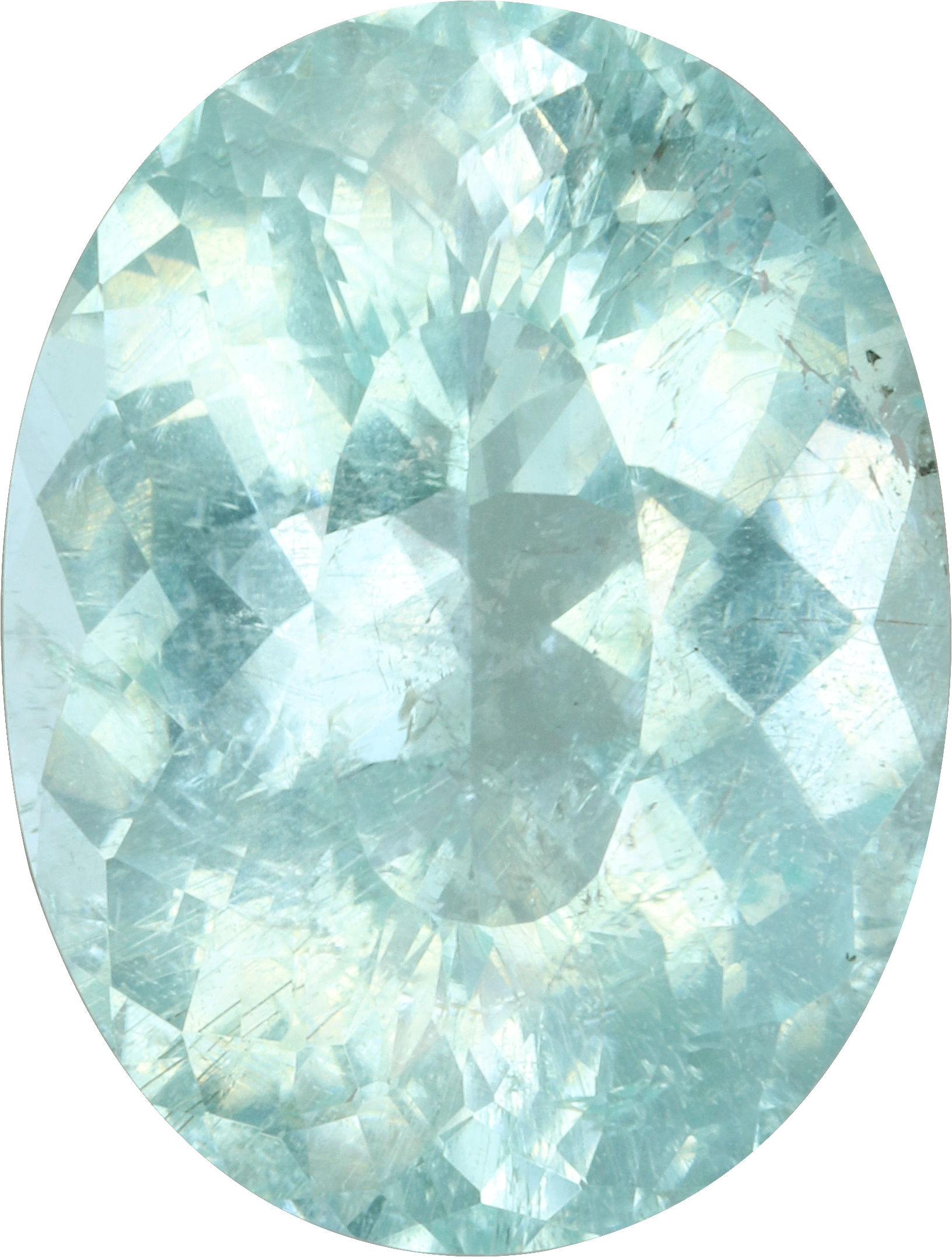 Oval cut paraiba tourmaline, 16.19 by 12.21 mm, shown at actual size