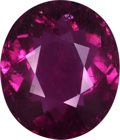 Oval cut cuprian tourmaline, 11.4 by 9.8 mm, shown at actual size