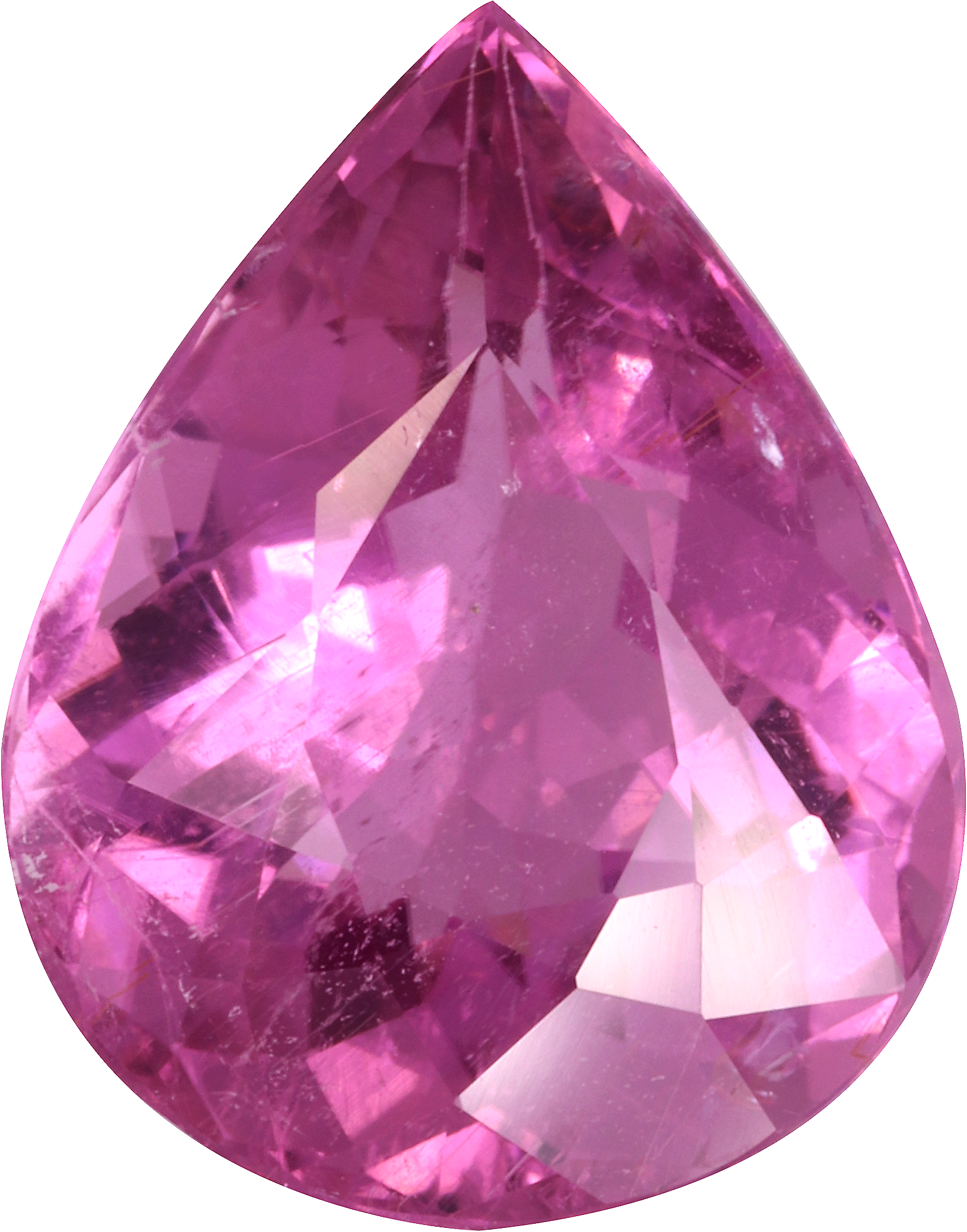 Pear cut cuprian tourmaline, 15.1 by 11.9 mm, shown at actual size