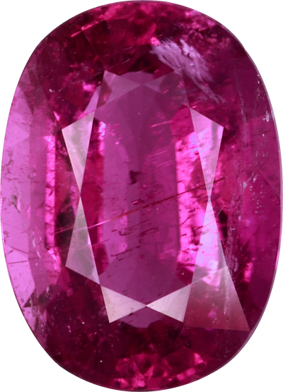 Oval cut cuprian tourmaline, 11.38 by 8.21 mm, shown at actual size