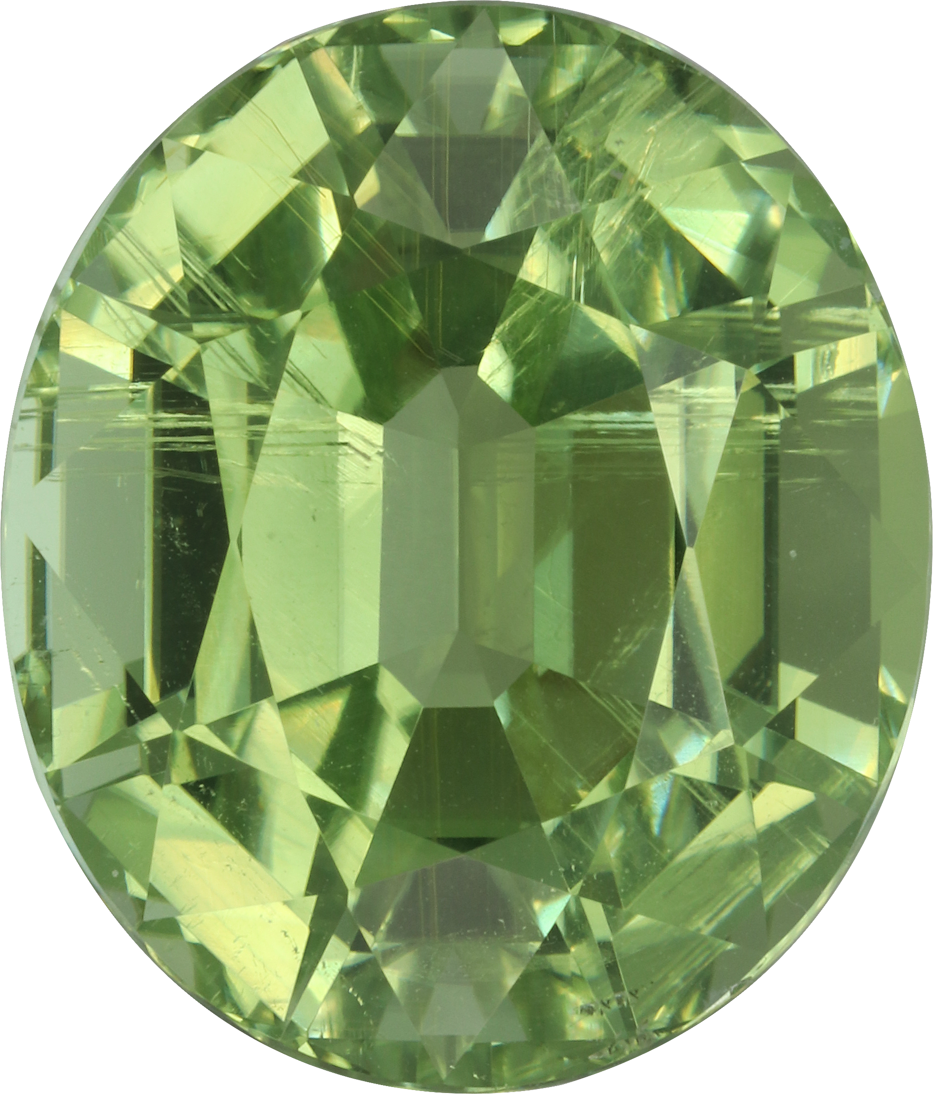 Oval cut cuprian tourmaline, 19 by 16.17 mm, shown at actual size