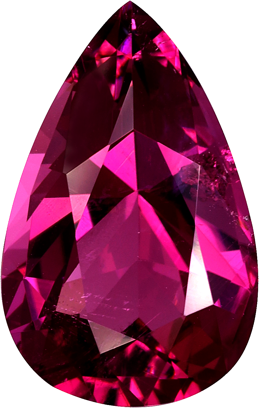 Pear cut cuprian tourmaline, 13.79 by 8.67 mm, shown at actual size