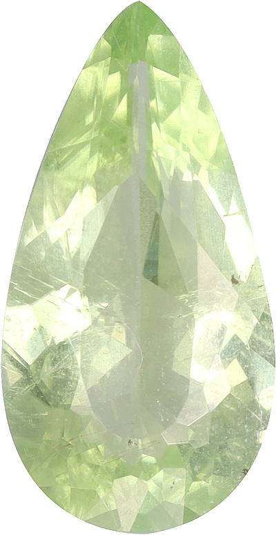 Pear cut cuprian tourmaline, 11.45 by 5.98 mm, shown at actual size