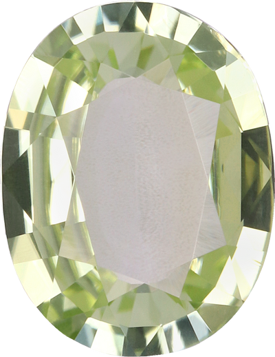 Oval cut cuprian tourmaline, 8.15 by 6.34 mm, shown at actual size