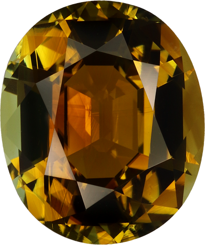 Oval cut cuprian tourmaline, 12.67 by 10.64 mm, shown at actual size