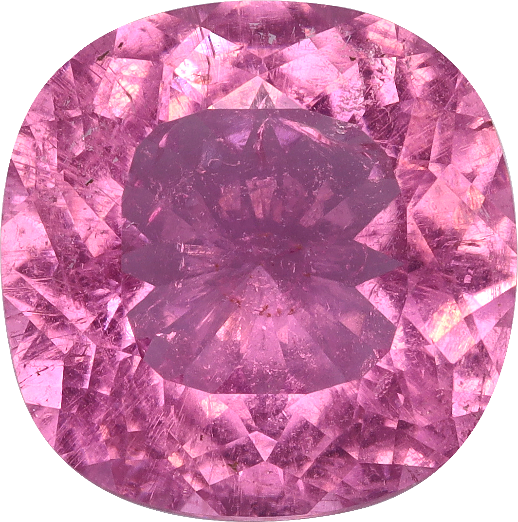 Cushion cut cuprian tourmaline, 12.6 by 12.53 mm, shown at actual size