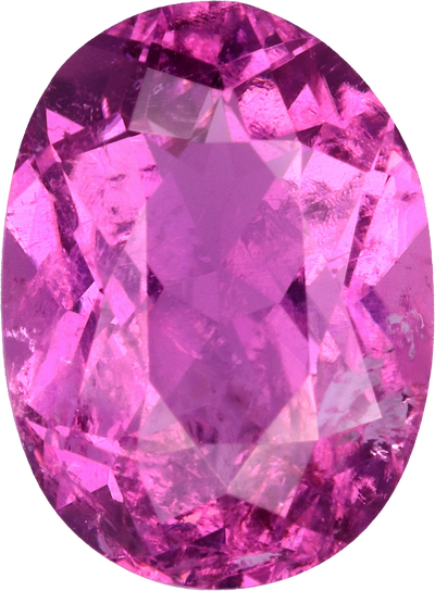Oval cut cuprian tourmaline, 12.17 by 8.89 mm, shown at actual size