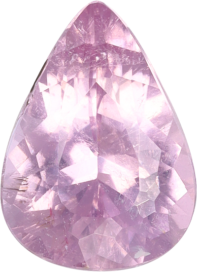 Pear cut cuprian tourmaline, 9.39 by 6.84 mm, shown at actual size