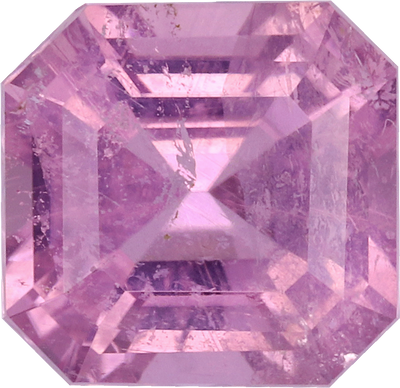 Square cut cuprian tourmaline, 6.08 by 5.89 mm, shown at actual size