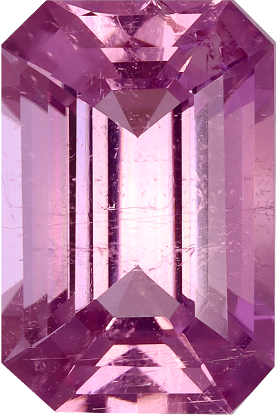 Rectangular cut cuprian tourmaline, 10.37 by 6.86 mm, shown at actual size