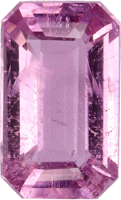 Rectangular cut cuprian tourmaline, 8.14 by 4.93 mm, shown at actual size