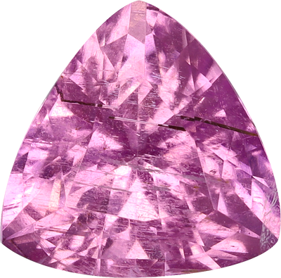 Trilliant cut cuprian tourmaline, 8.15 by 8.03 mm, shown at actual size